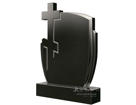 Customer Customized European Black Granite Cross Tombstone