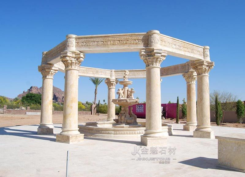 Western style Marble Gazebo and fountain garden decoration