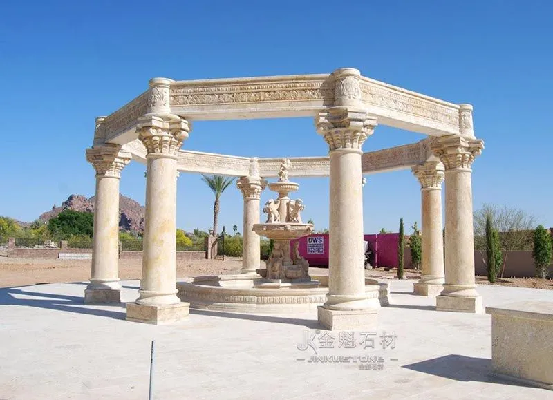 Western style Marble Gazebo and fountain garden decoration