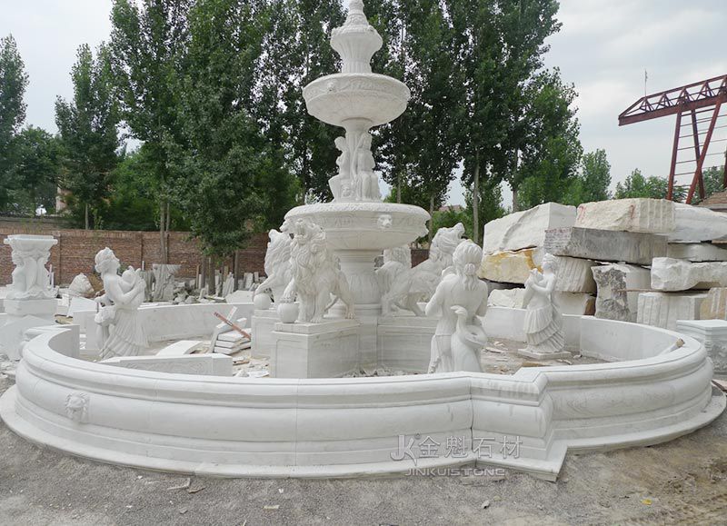 Outdoor garden decoration white marble animals and figures fountain marble sculptures for sale