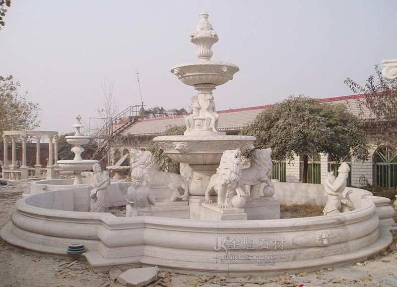 Outdoor garden decoration white marble animals and figures fountain marble sculptures for sale