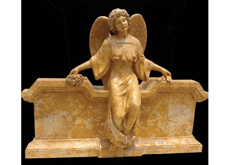 Hand carved cemetery marble angel tombstone decoration