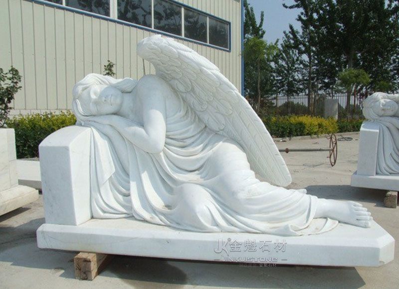 Custom Carving Classic White Angel Gravestone decoration