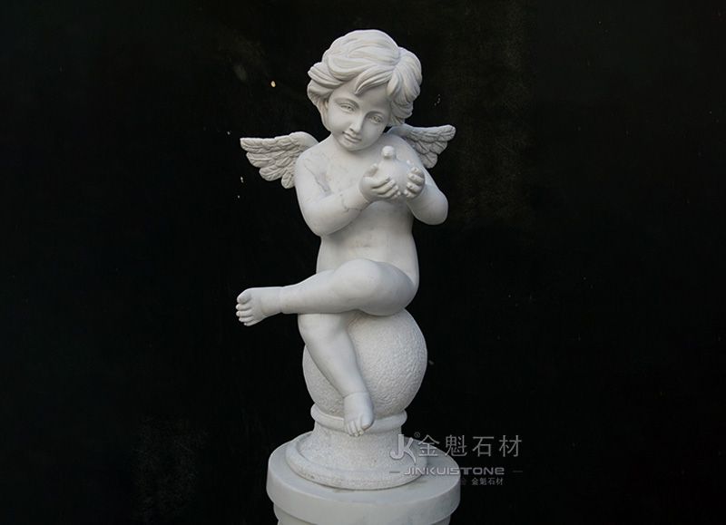 Customizable White Little Angel Sculpture Marble Decoration