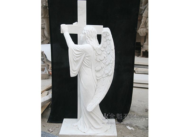 White Marble Customizable Religious Sculpture Jesus and Cross Sculpture