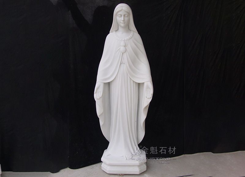 Statue of the Virgin Mary Life Size White Sculpture Marble