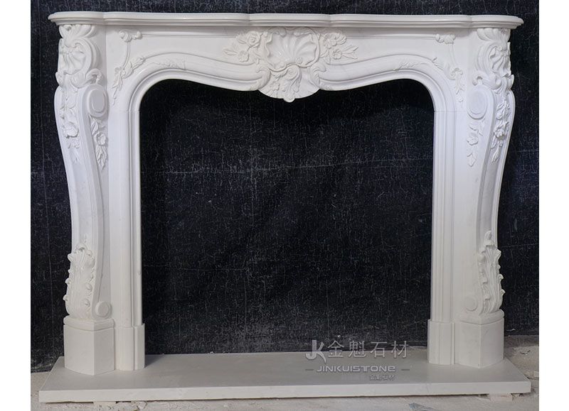 French Ornamentation Handmade Marble White Fireplace Frame