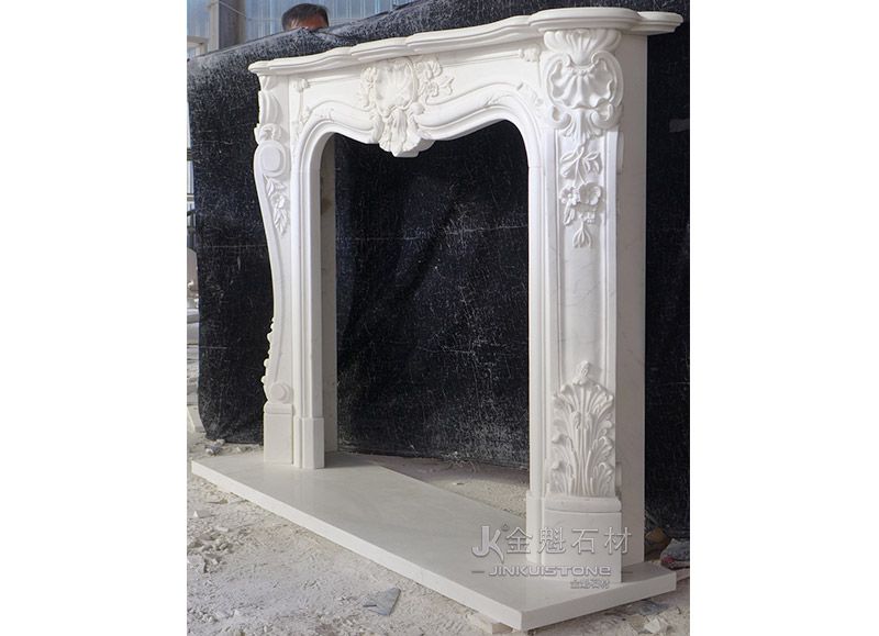 French Ornamentation Handmade Marble White Fireplace Frame