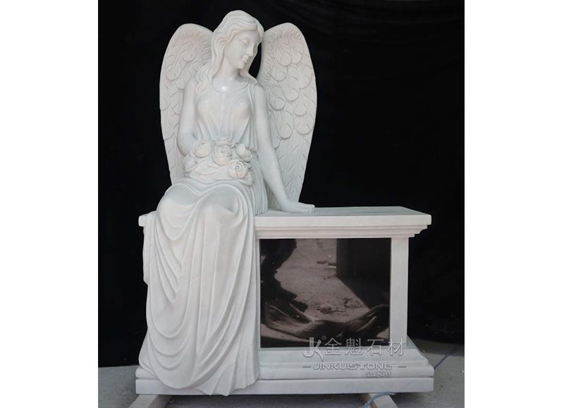 Customized Size Tombstone bench with Hand made Angel statue