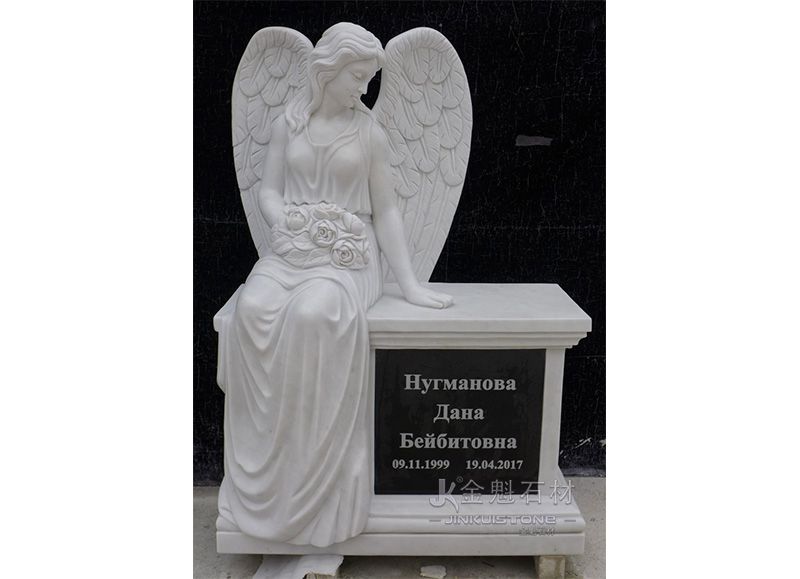 Customized Size Tombstone bench with Hand made Angel statue