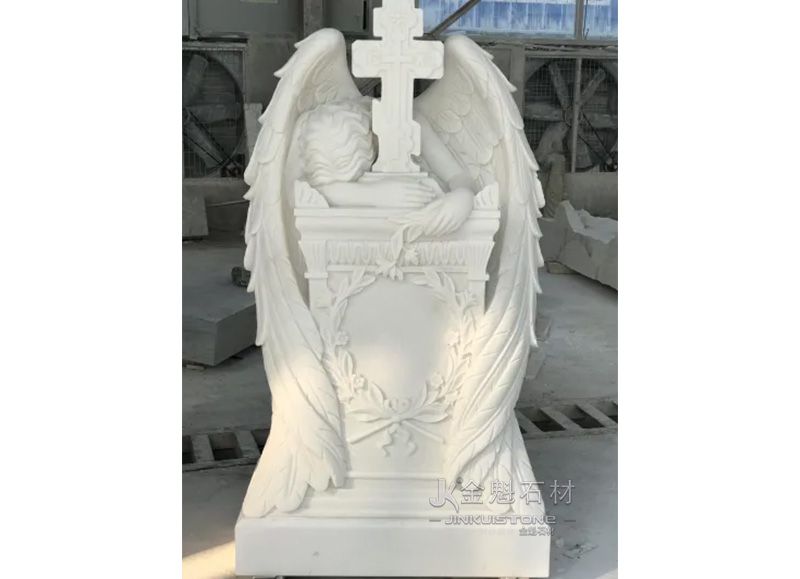 European style angel shaped granite specific tombstone