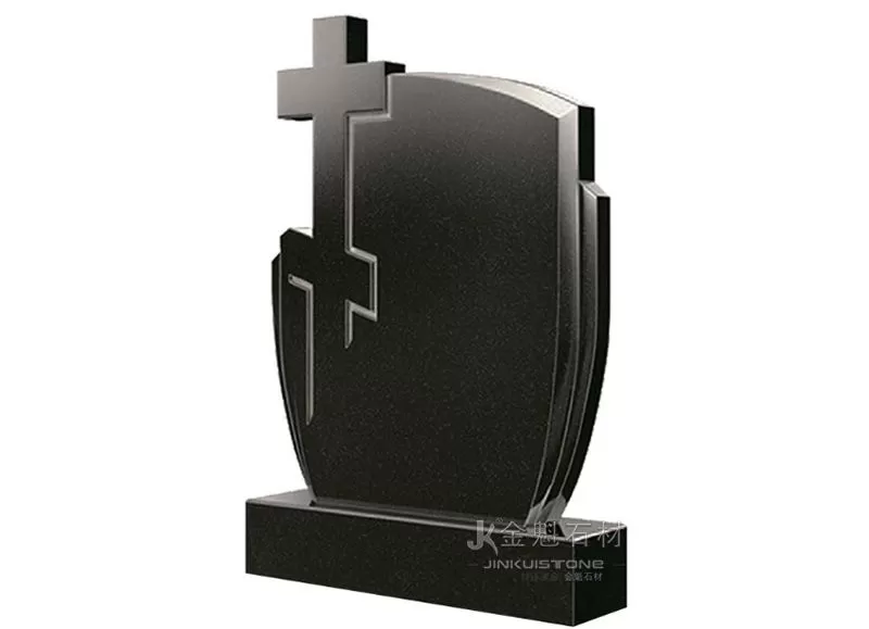 Customer Customized European Black Granite Cross Tombstone