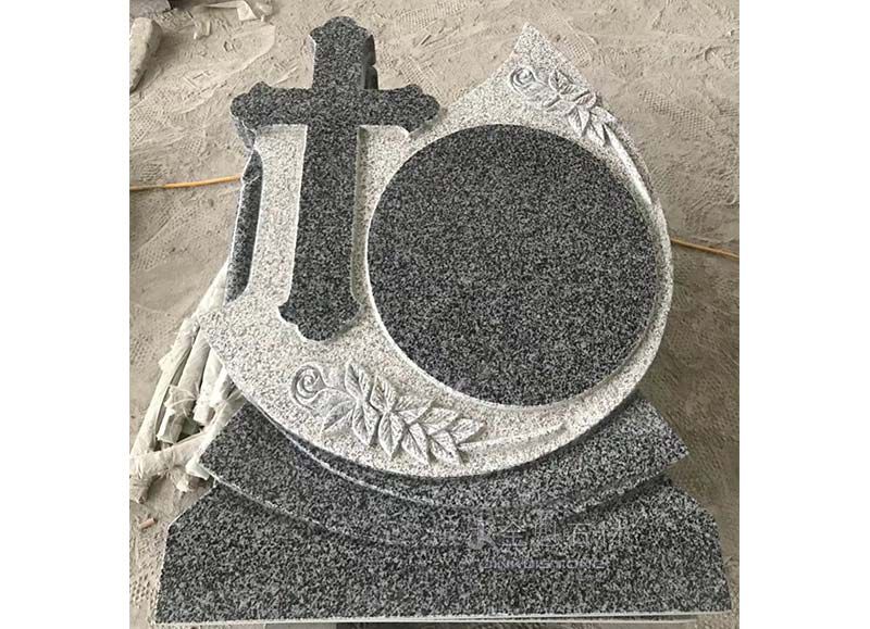 Customer Customized European Black Granite Cross Tombstone