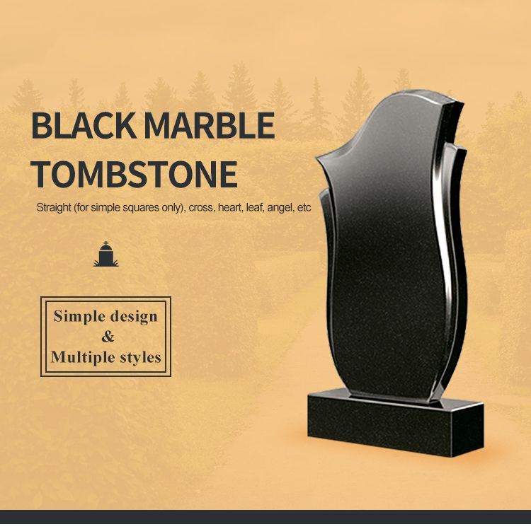 European Custom Design Granite Tombstones made by Shanxi Hei Black