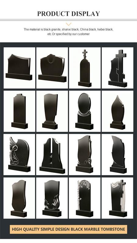 Black Granite European style Book Tombstone with Polished Black Granite Vase