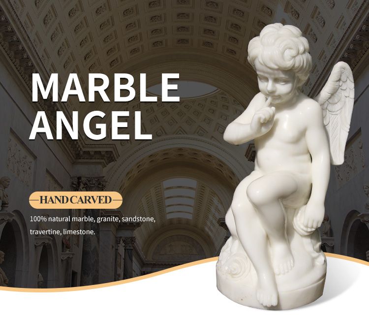 Customizable White Little Angel Sculpture Marble Decoration