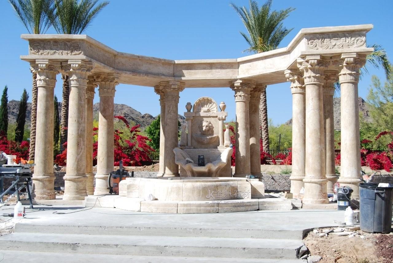 Western style Marble Gazebo and fountain garden decoration